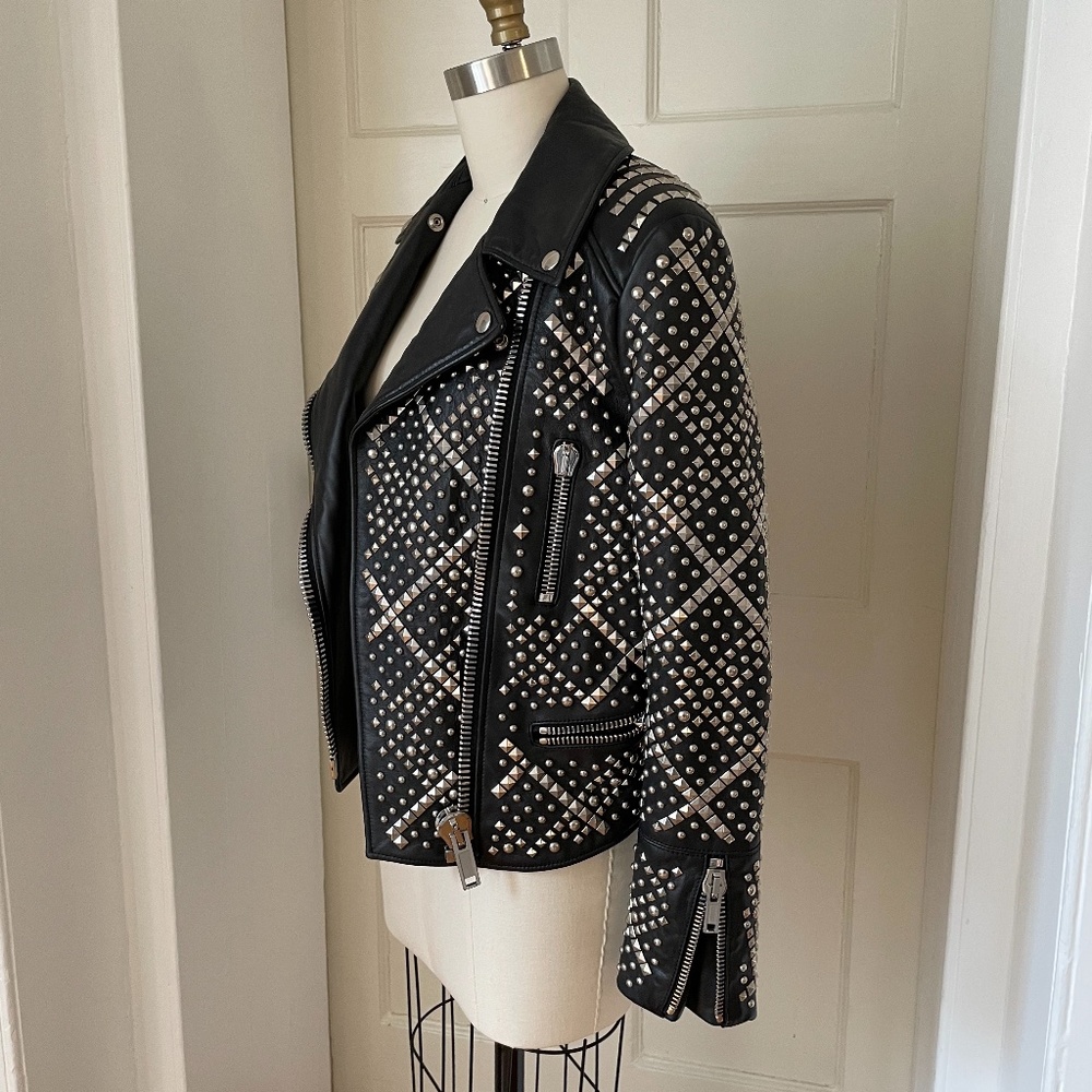 Authentic Mulberry Studded Leather Jacket Size 40 (IT)